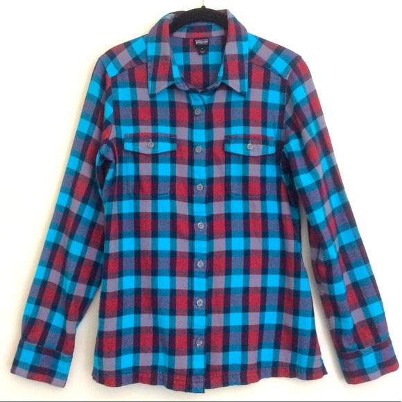 EUC Patagonia Fjord Midweight 100% Organic Cotton Flannel Shirt Sz 4 - Picture 1 of 7